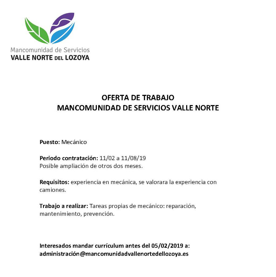 oferta empleo mecanico 2019